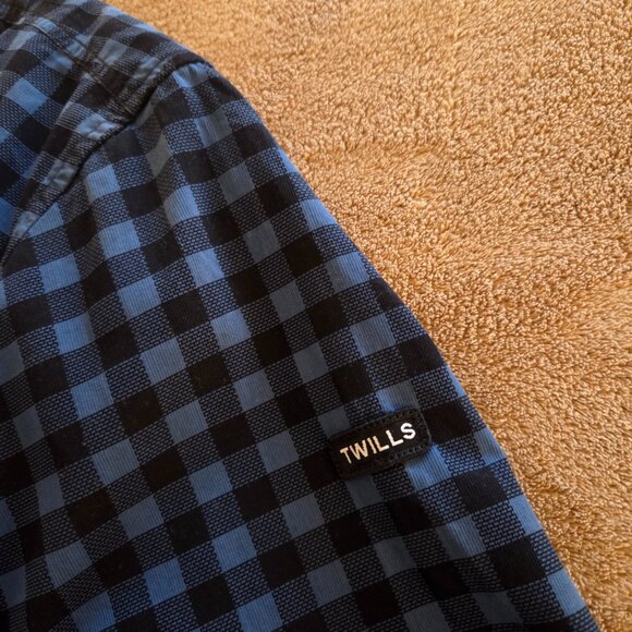 Twills United Button Up L/S Shirt Mens 4XL Blue Black Check Cotton India Made - Picture 5 of 10